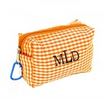 181025 - ORANGE/WHITE GINGHAM COIN  POUCH OR COSMETIC/MAKEUP BAG